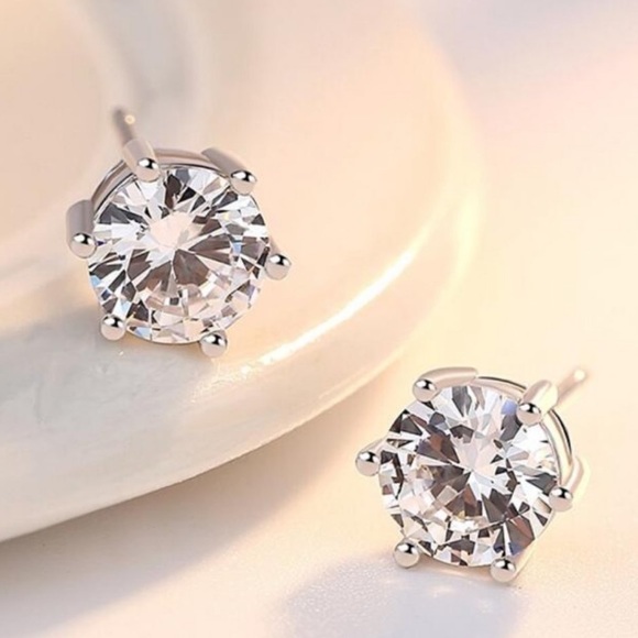 NEW 2CT DIAMOND STERLING SILVER STUD EARRINGS, NICE EARRINGS, CUTE EARRINGS - Picture 5 of 7